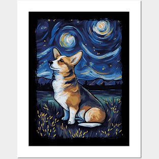 Corgi Starry Night Posters and Art